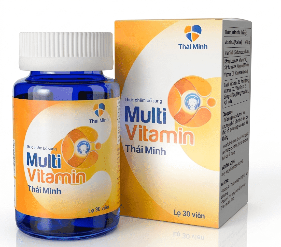 Viên uống Multi Vitamin C Thái Minh hỗ trợ hoạt động miễn dịch, nhanh lành vết thương (hộp 1 lọ x 30 viên)