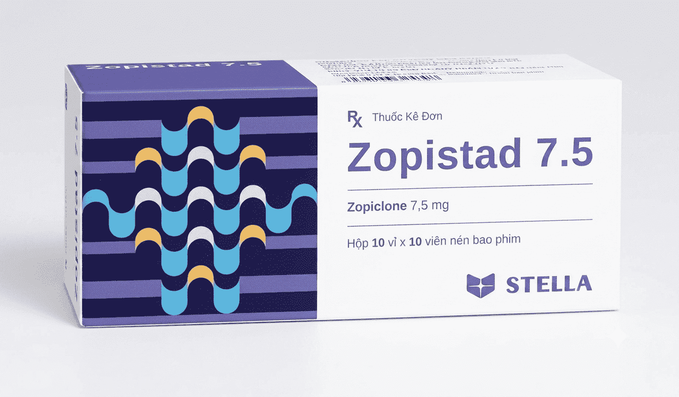 Thuốc Zopistad 7.5 điều trị rối loạn giấc ngủ (hộp 10 vỉ x 10 viên)