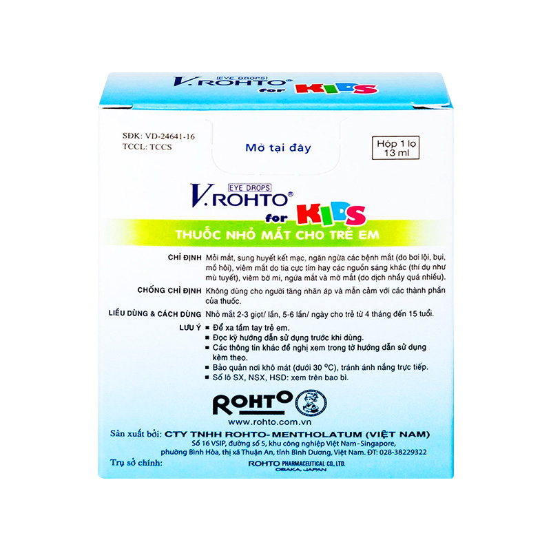 Thuốc nhỏ mắt V.Rohto For Kids giảm mỏi mắt, đỏ mắt cho trẻ em (chai 13ml)