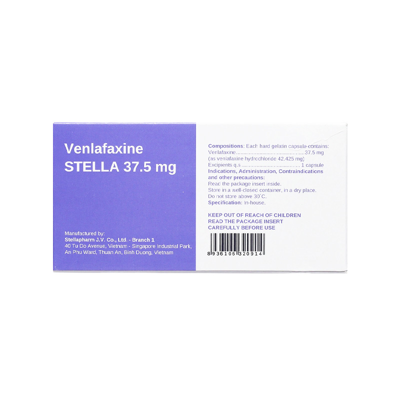 Thuốc Venlafaxine Stella 37.5mg điều trị trầm cảm (hộp 6 vỉ x 10 viên)