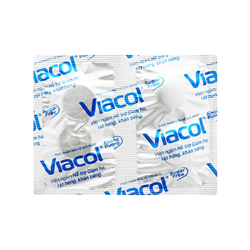 Viên ngậm Viacol hỗ trợ giảm ho, rát họng, khàn tiếng (hộp 5 vỉ x 4 viên)
