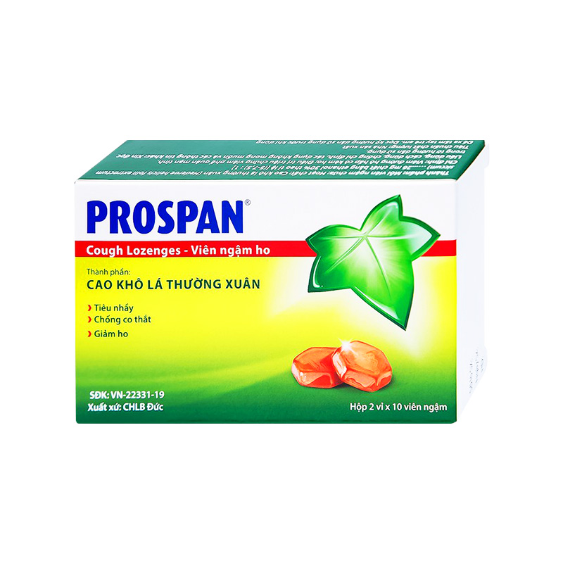 Viên ngậm ho Prospan điều trị viêm đường hô hấp, đau họng (hộp 2 vỉ x 10 viên)
