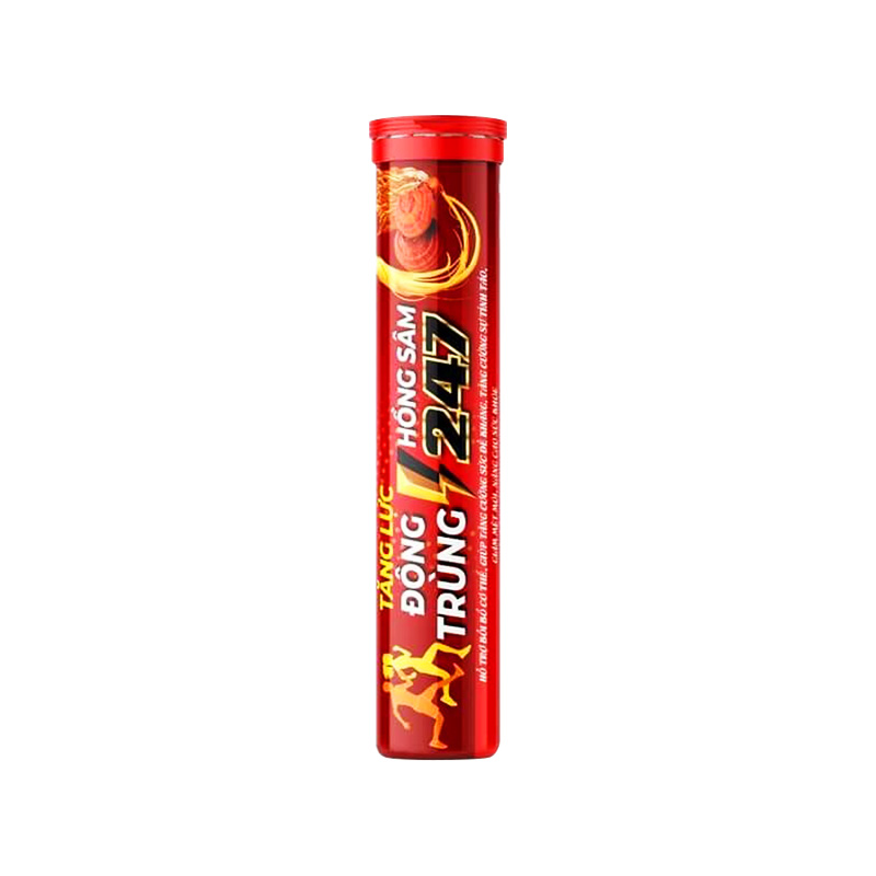 Viên Sủi Nấm Đông Trùng Linh Chi hỗ trợ giảm mệt mỏi (hộp 1 tuýp x 20 viên)