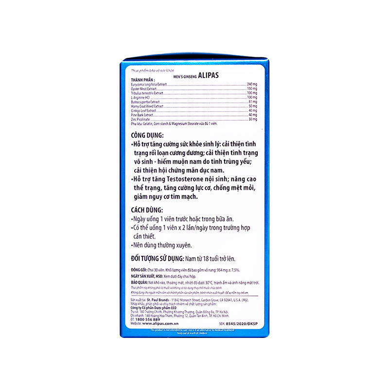 Viên uống Men’s Ginseng Alipas(30 viên)