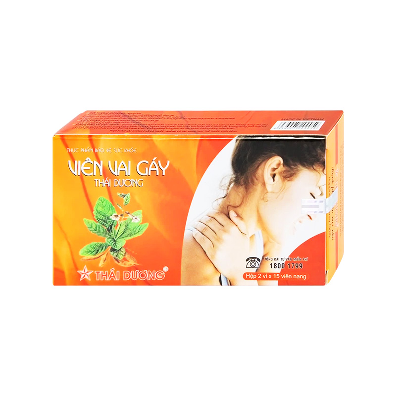 Viên Vai Gáy Thái Dương tăng lưu thông khí huyết, giảm triệu chứng đau mỏi vai gáy (hộp 2 vỉ x 15 viên)
