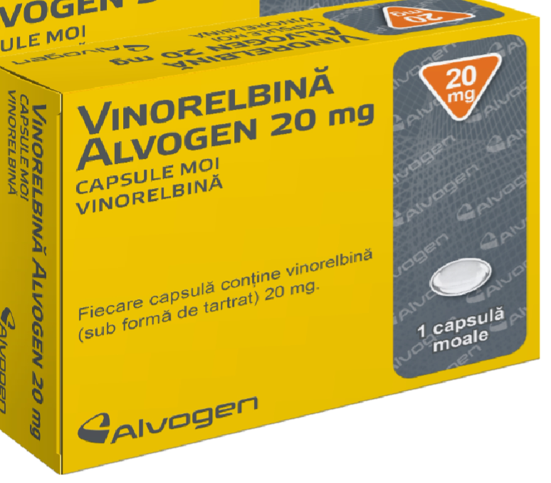 Viên nang mềm Vinorelbine Alvogen 20mg điều trị ung thư vú (hộp 1 vỉ x 1 viên)