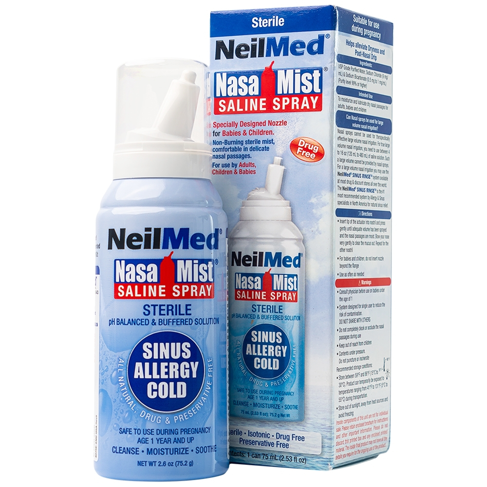 Dung dịch xịt mũi Neilmed Nasamist Saline Spray giữ ẩm mũi chai (hộp 1 chai x 75ml)