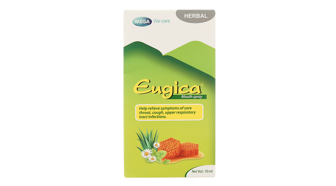 Xịt họng thảo dược Eugica giảm các triệu chứng viêm họng, ho (chai 10ml)