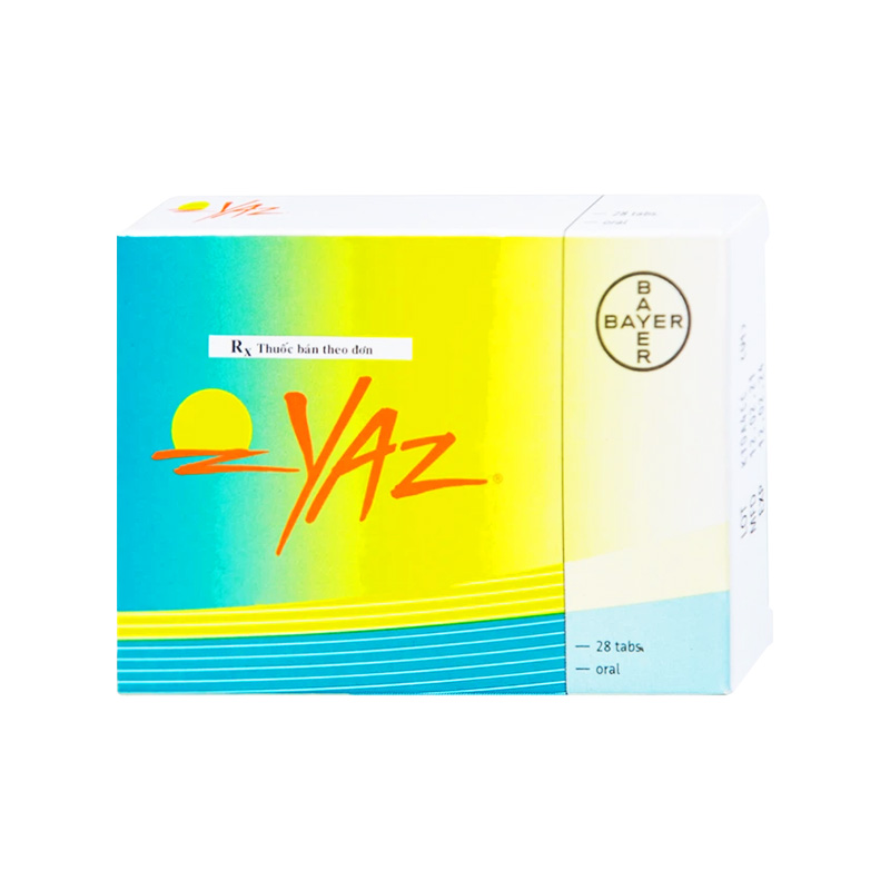 Thuốc Yaz tránh thai hàng ngày, điều trị mụn trứng cá (hộp 1 vỉ x 28 viên)