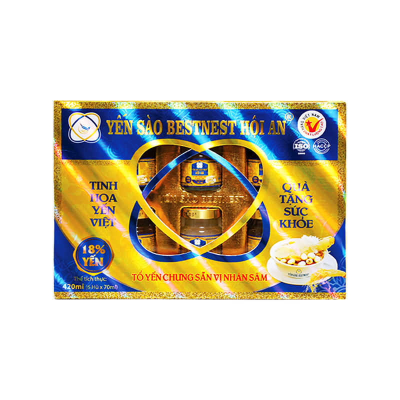 Nước Yến Bestnest 18% vị nhân sâm (hộp 6 hũ x 70ml)