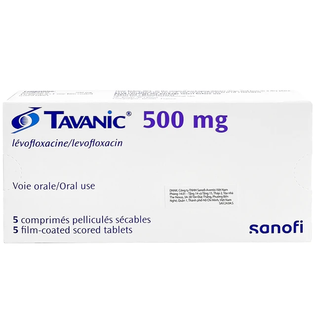 Thuốc Tavanic 500mg Sanofi điều trị nhiễm khuẩn do vi khuẩn (hộp 1 vỉ x 5 viên)