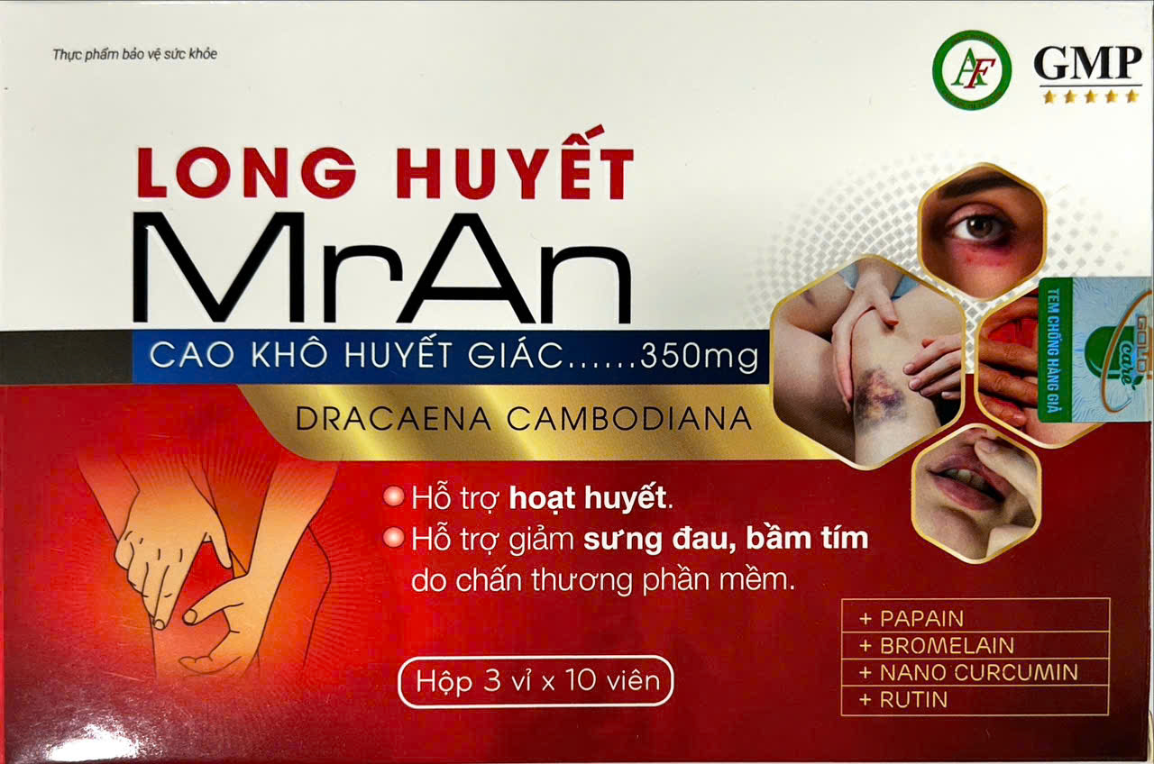 Thực phẩm bảo vệ sức khỏe Long Huyết Mr An (hộp 3 vỉ x 10 viên)