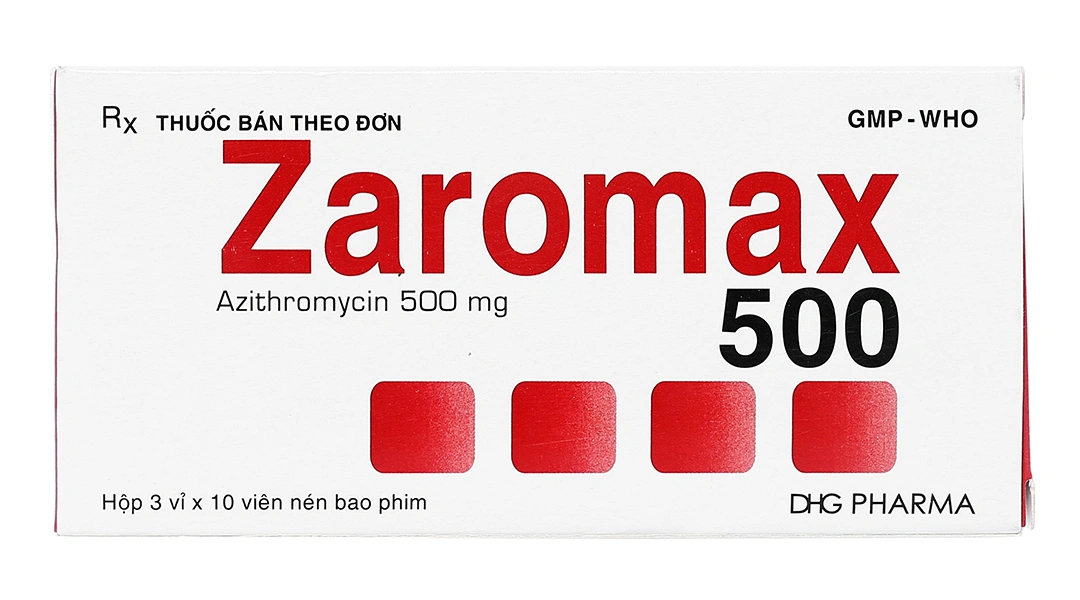 Thuốc Zaromax 500 điều trị nhiễm khuẩn (hộp 3 vỉ x 10 viên)