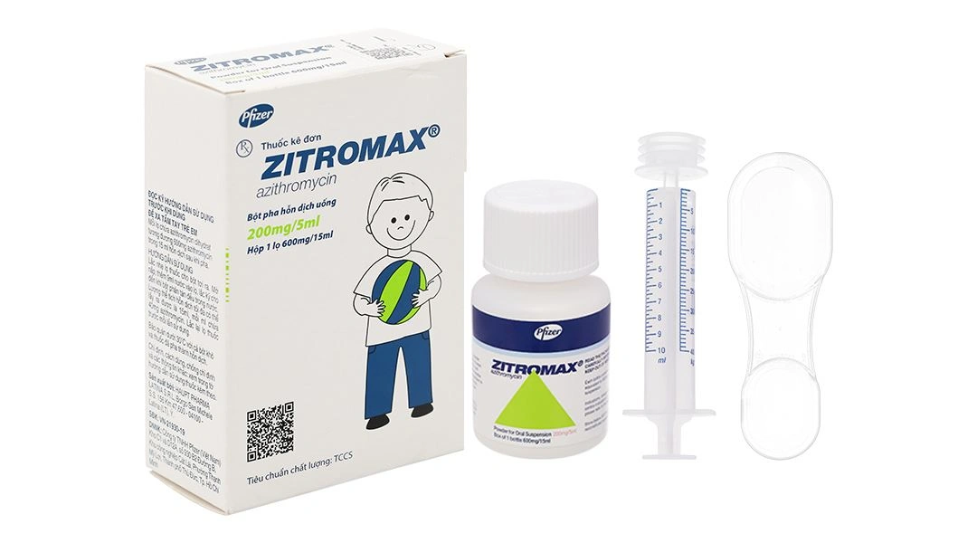 Bột pha hỗn dịch uống Zitromax 200mg/5ml Pfizer điều trị nhiễm khuẩn (hộp 1 lọ x 15ml)