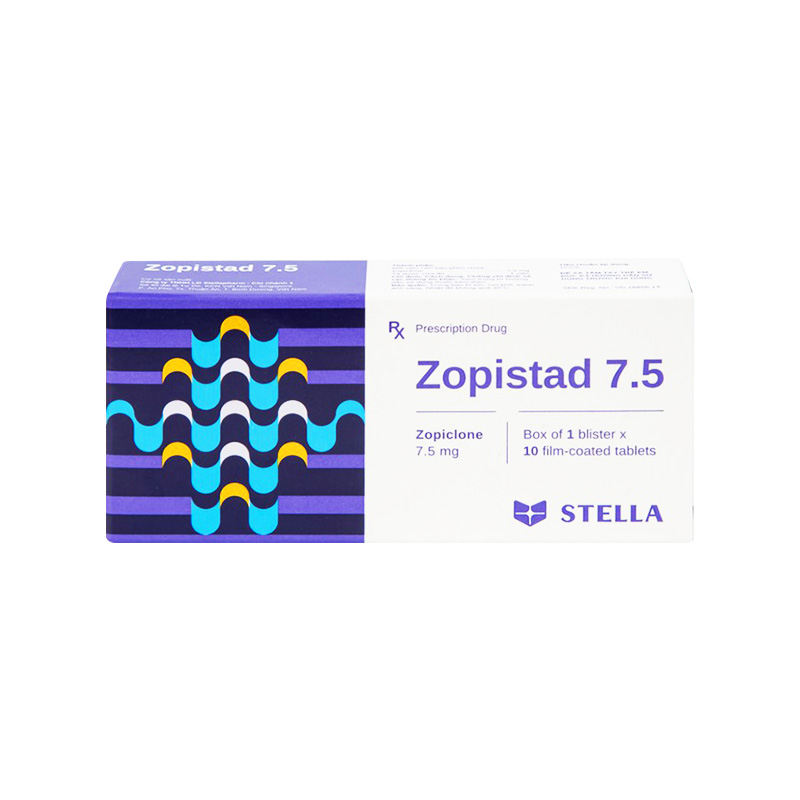 Thuốc Zopistad 7.5 điều trị rối loạn giấc ngủ (hộp 1 vỉ x 10 viên)