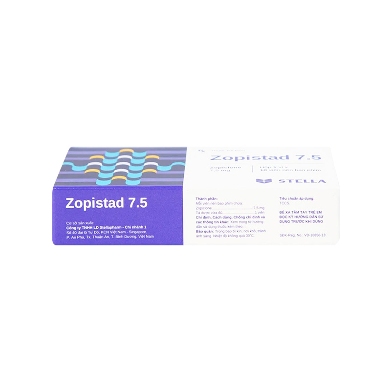 Thuốc Zopistad 7.5 điều trị rối loạn giấc ngủ (hộp 1 vỉ x 10 viên)