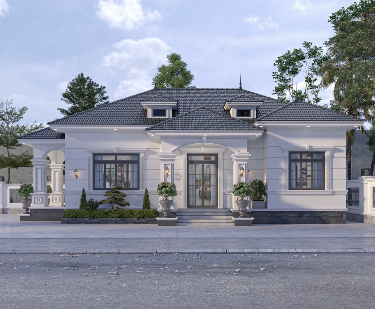 Mẫu nhà mái ngói hiện đại chốn thôn quê cực hút mắt