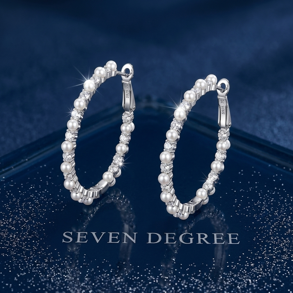 Bông Tai Bạc Vòng Nữ Đính Đá CZ - Seven Degree