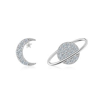 Bông Tai Bạc Hoạ Tiết Vũ Trụ Đính Đá CZ - Seven Degree