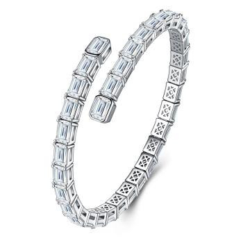 Kiềng Tay Nữ Đính Đá CZ Baguette Toàn Vòng Thiết Kế Xoắn Hở Cao Cấp - Seven Degree