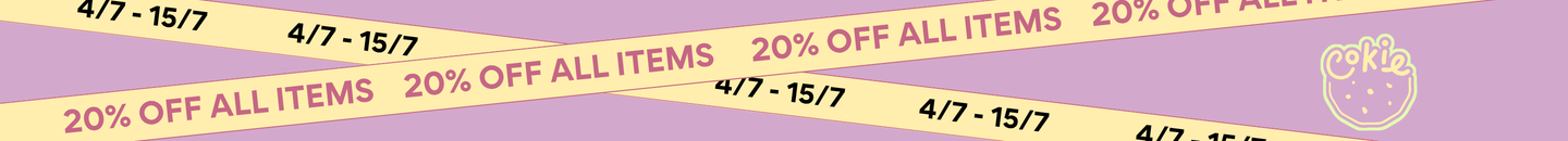 Sale 20% off all items, 4/7 - 15/7