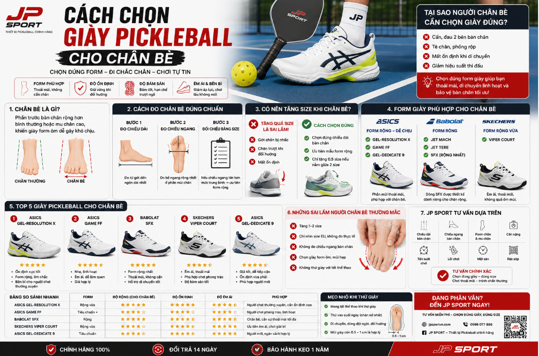 Cách Chọn Giày Pickleball Cho Chân Bè Chuẩn Nhất