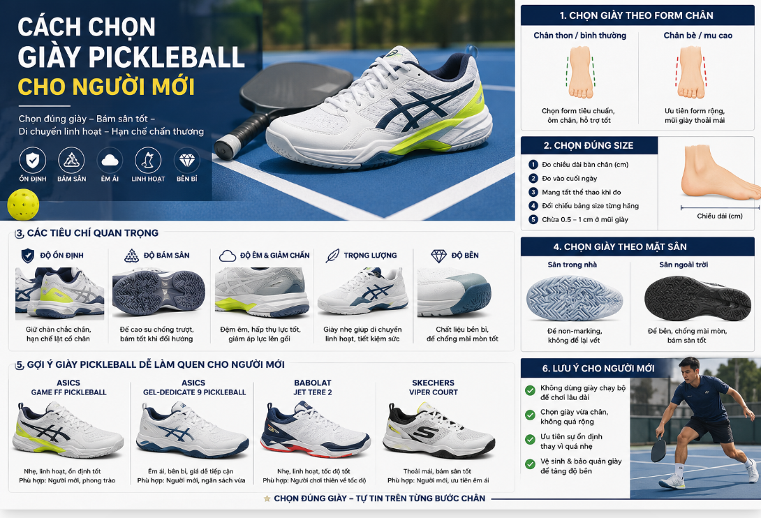 Cách Chọn Giày Pickleball Cho Người Mới Dễ Hiểu Nhất