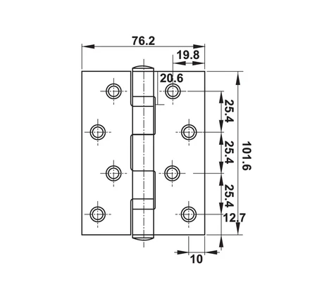 Bản lề lá Hafele inox 102 x 76 x 3 mm 2 vòng bi