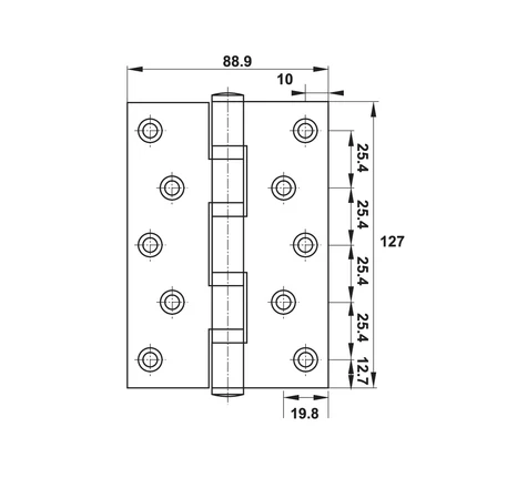 Bản lề lá Hafele inox 127 x 89 x 3 mm 2 vòng bi