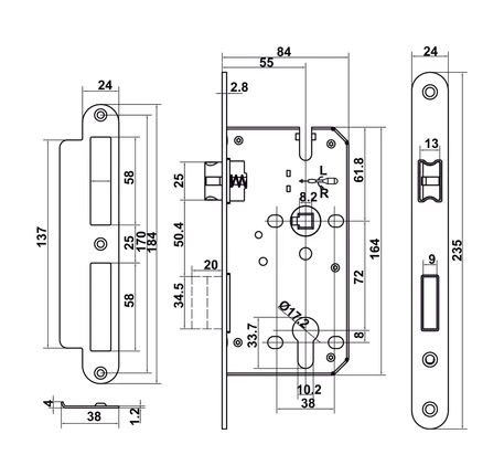 Bộ khóa tay nắm gạt DIY Hafele Set A