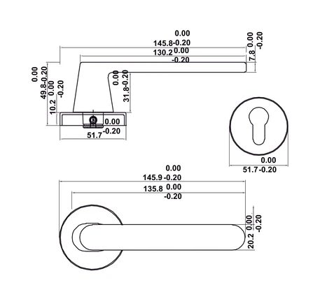 Bộ khóa tay nắm gạt DIY Hafele Set B