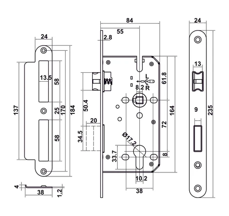 Bộ khóa tay nắm gạt DIY Hafele Set B