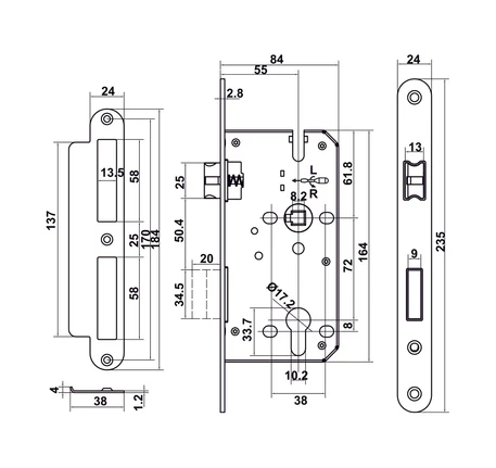 Bộ khóa tay nắm gạt DIY Hafele Set D