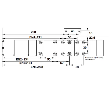 Thiết bị đóng cửa tự động Hafele EN2-5 - lắp nổi