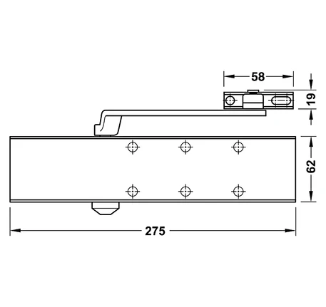 Thiết bị đóng cửa tự động Hafele DCL55 - DCL55 không có chức năng giữ cửa