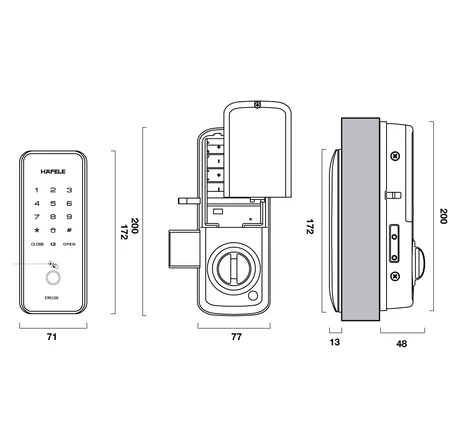 Khóa điện tử Hafele ER5100 (Không bao gồm Pin)