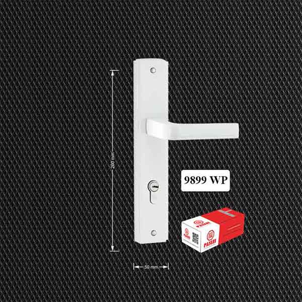 Khóa tay gạt cửa chính tĩnh điện tay nhôm ốp sắt 9899 WP