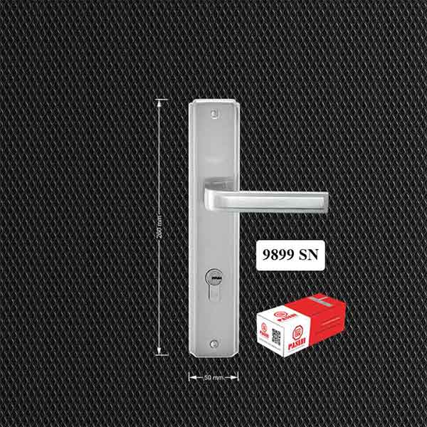 Khóa tay gạt cửa chính tĩnh điện tay nhôm ốp sắt 9899 SN