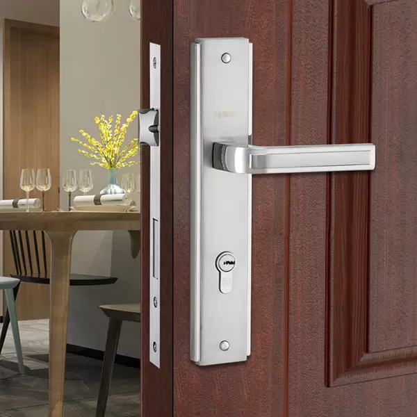 Khóa tay gạt cửa chính tĩnh điện tay nhôm ốp sắt 9899 SN