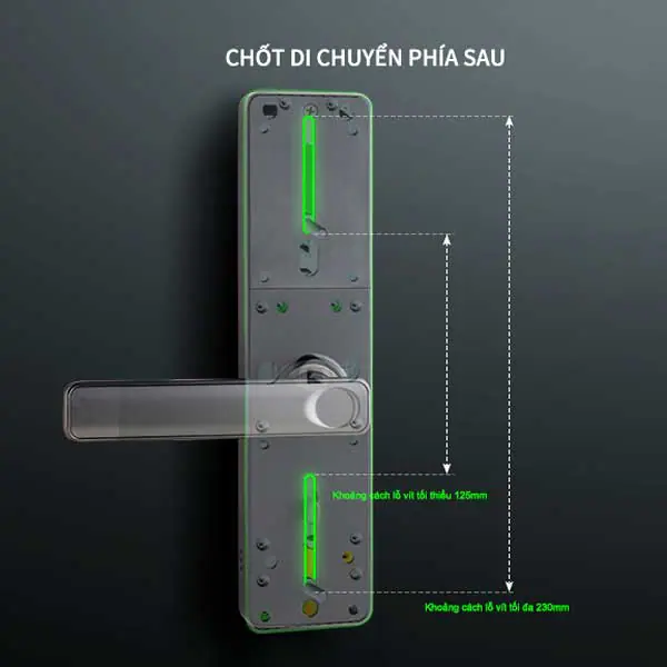 Khóa vân tay cửa gỗ PASINI PS01VG50 màu xám