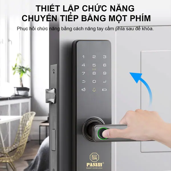 Khóa vân tay cửa gỗ PASINI PS01VG50 màu xám