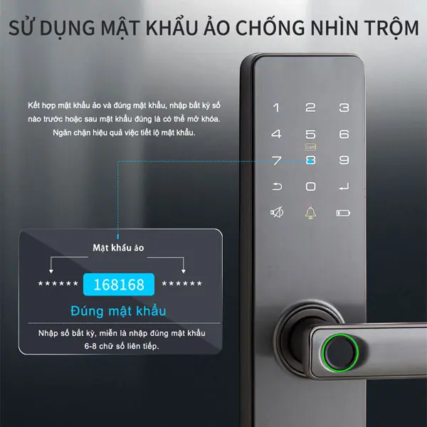Khóa vân tay cửa gỗ PASINI PS01VG50 màu xám