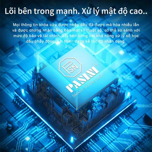Khóa vân tay cửa gỗ PASINI PS01VG50 màu xám