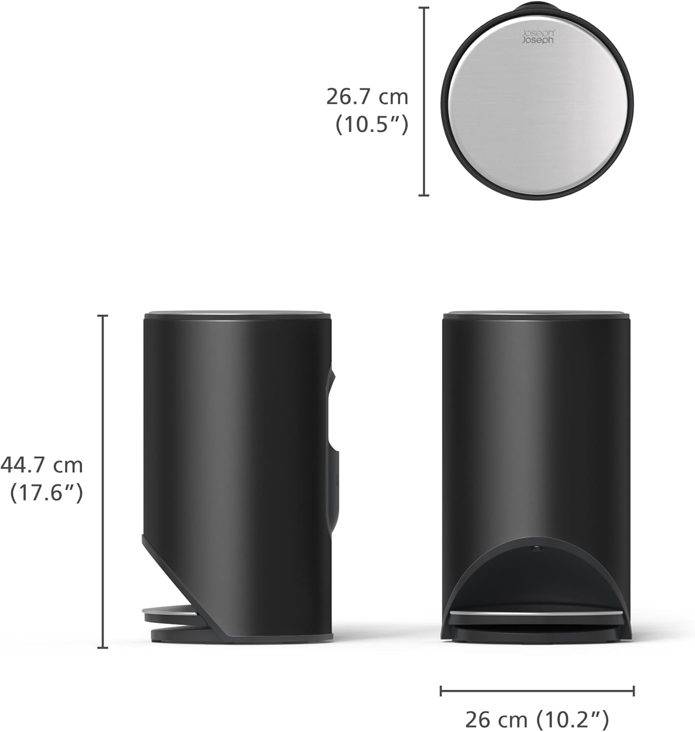 Thùng rác có bàn đạp màu đen Joseph Joseph 10L | 30151