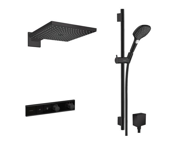 Bộ sen âm tường Hansgrohe màu đen RainSelect Raindance E300