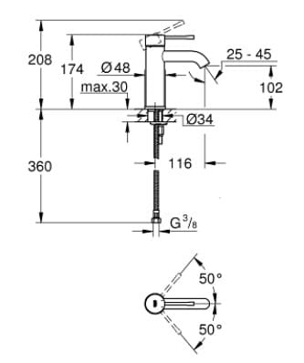 Vòi lavabo Grohe Essence S EcoJoy | 23590001