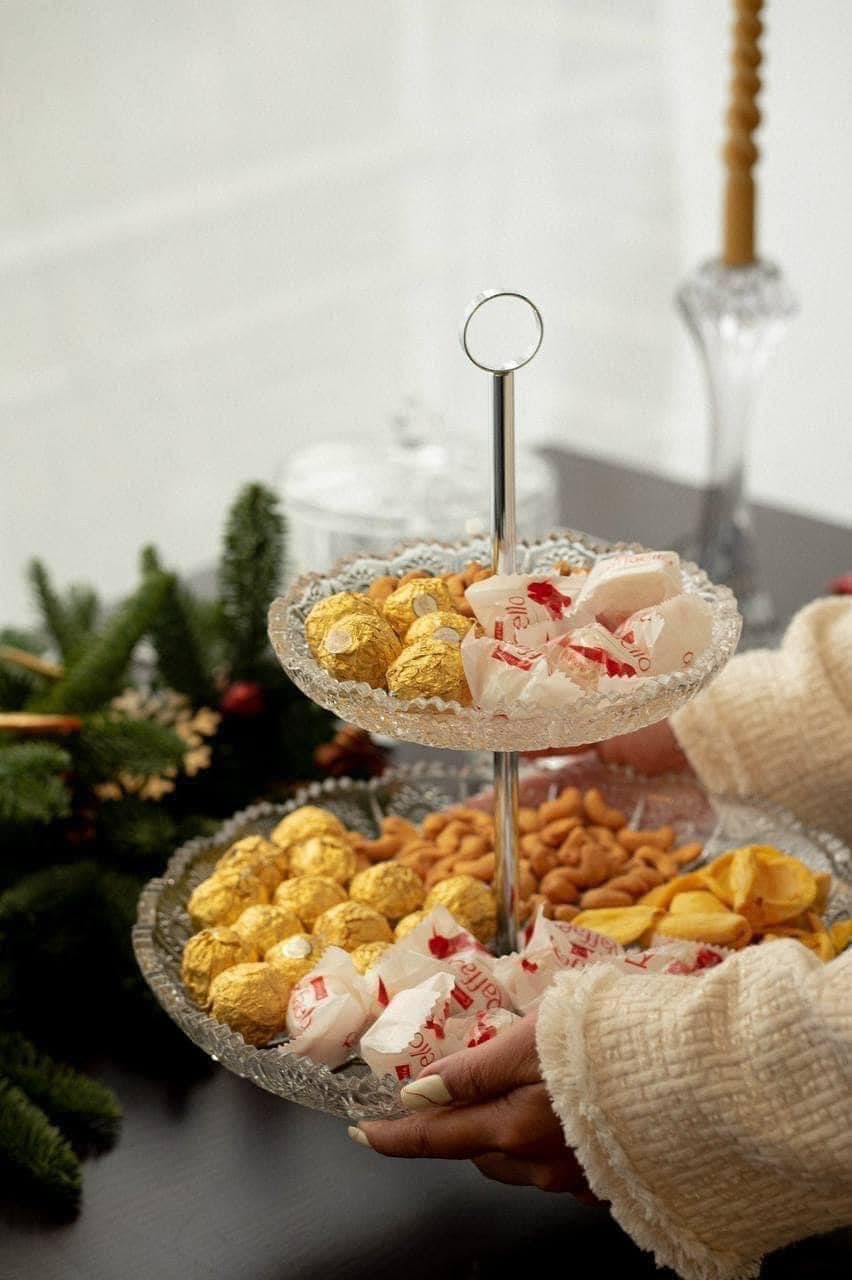 Khay đựng bánh kẹo Bohemia Crystal |  2 tầng