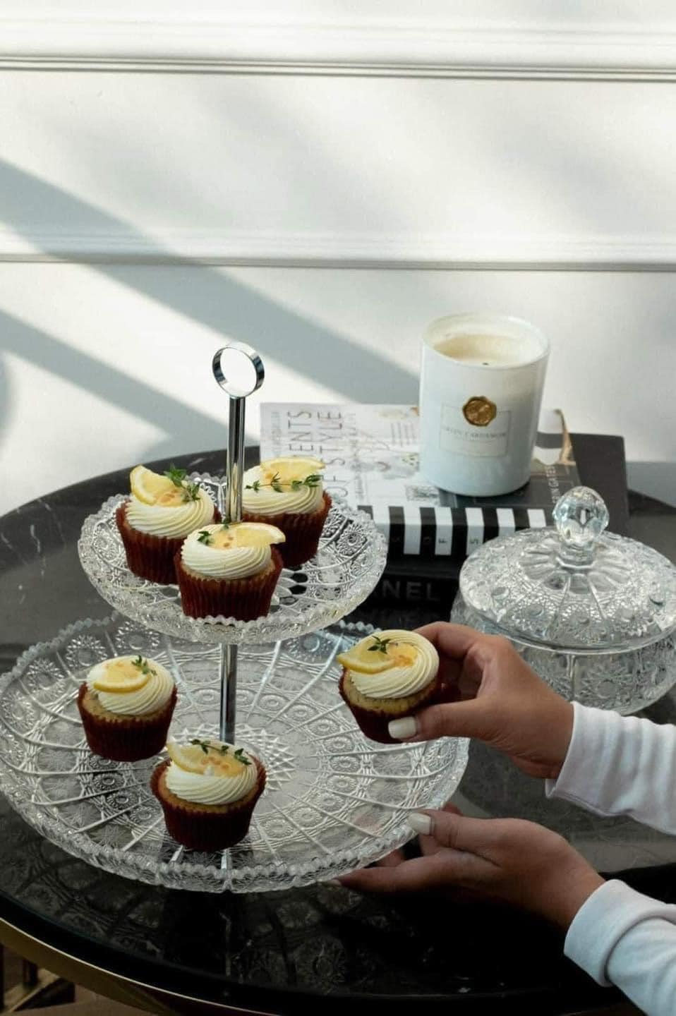 Khay đựng bánh kẹo Bohemia Crystal |  2 tầng