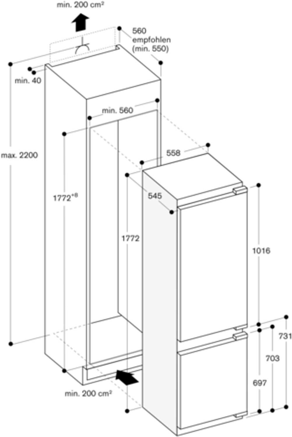 Tủ lạnh tủ đông âm tủ Gaggenau Series 200 | RB289300