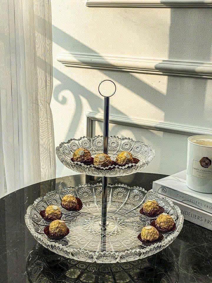 Khay đựng bánh kẹo Bohemia Crystal |  2 tầng